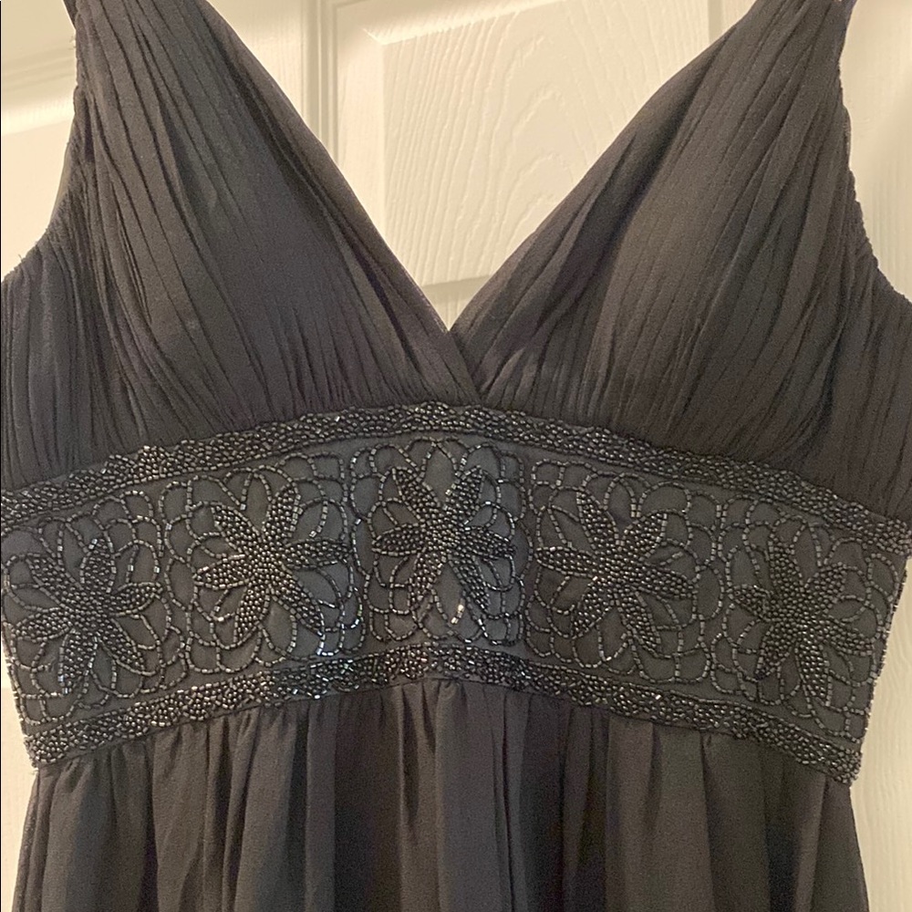 OC OC : Black Silk Maxi Silk Dress with beaded waist - Picture 5 of 11